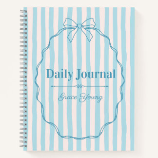 Personalized Name Custom Blue Ribbon  Elegant Notizbuch