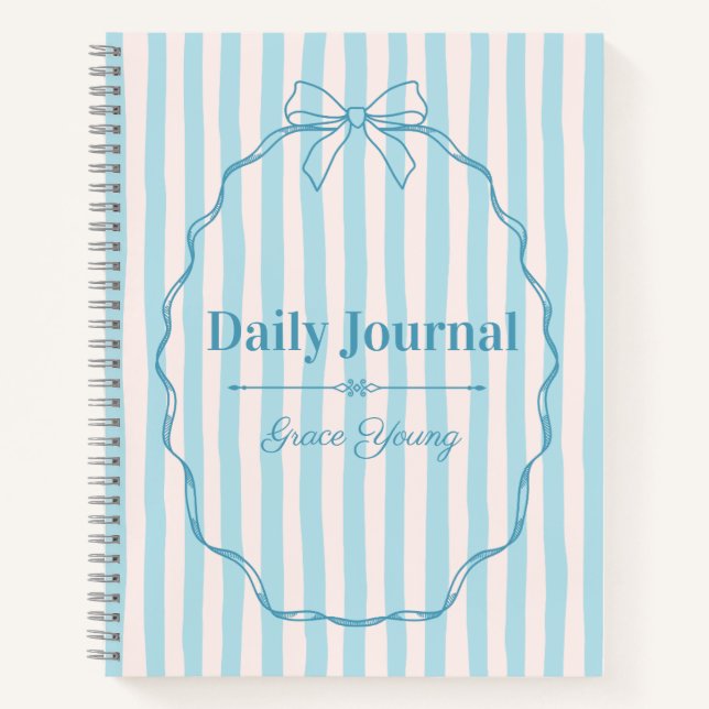 Personalized Name Custom Blue Ribbon  Elegant Notizbuch (Vorderseite)