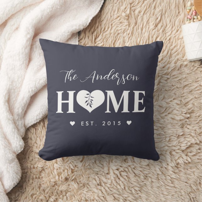Personalized Name Dark-Blue Grey HOME  Kissen (Decke)