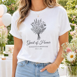 Personalized Name & Date Floral Birthday Party T-Shirt