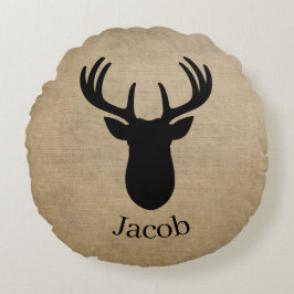 Personalized Name Deer  Rundes Kissen