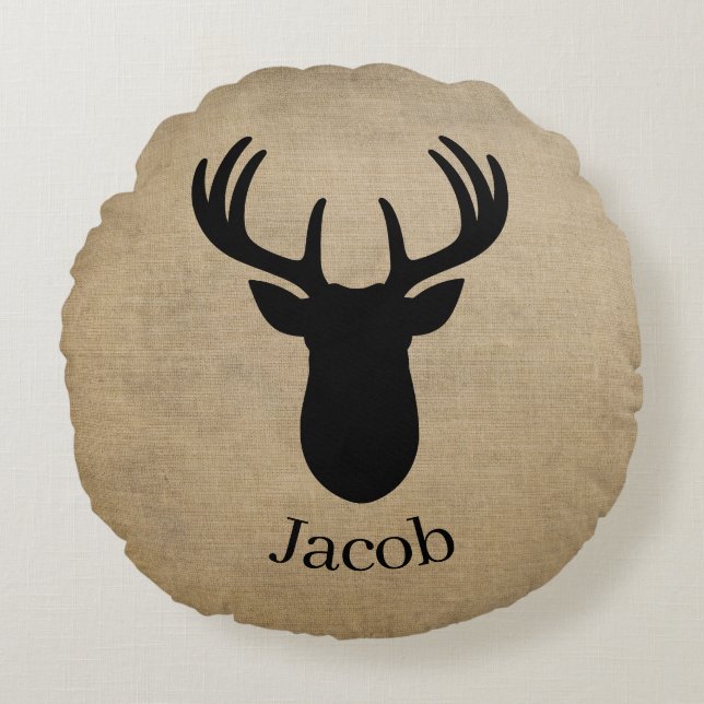 Personalized Name Deer  Rundes Kissen (Vorderseite)