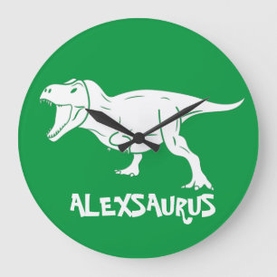 Personalized Name Dinosaur Large Clock Große Wanduhr