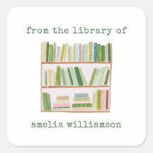 Personalized Name From The Library Green Bookplate