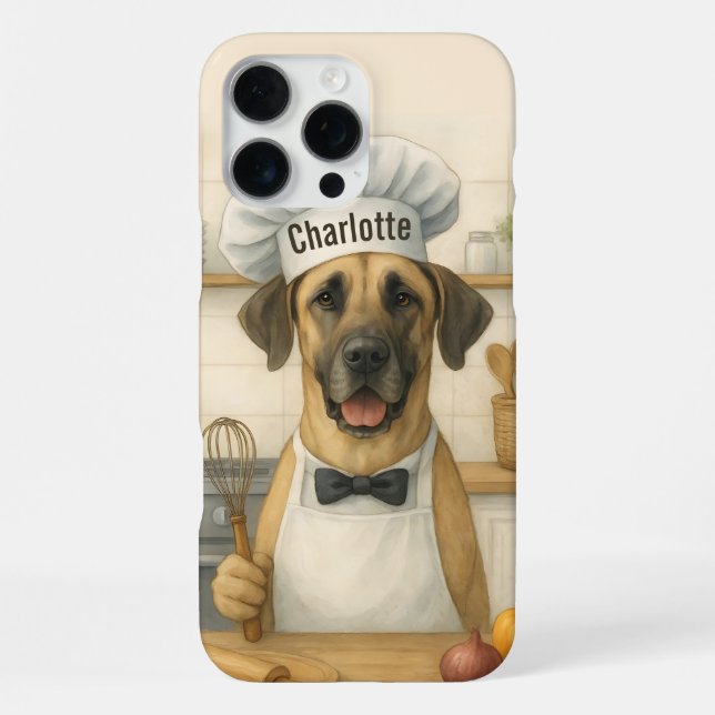 Personalized Name Funny Great Dane Dog Chef iPhone Hülle (Rückseite)
