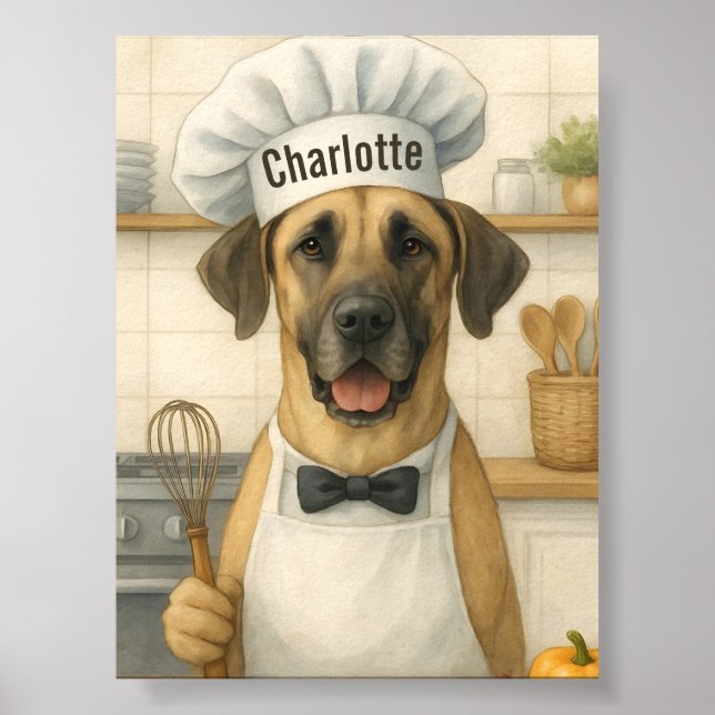 Personalized Name Funny Great Dane Dog Chef Poster (Vorne)