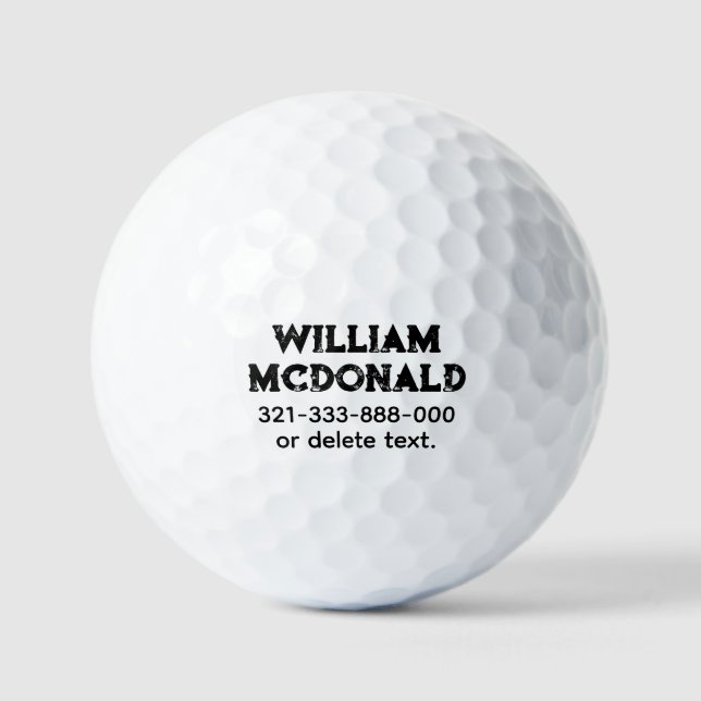 Personalized Name Golf Ball Template DISTRESSED 20 (Vorderseite)