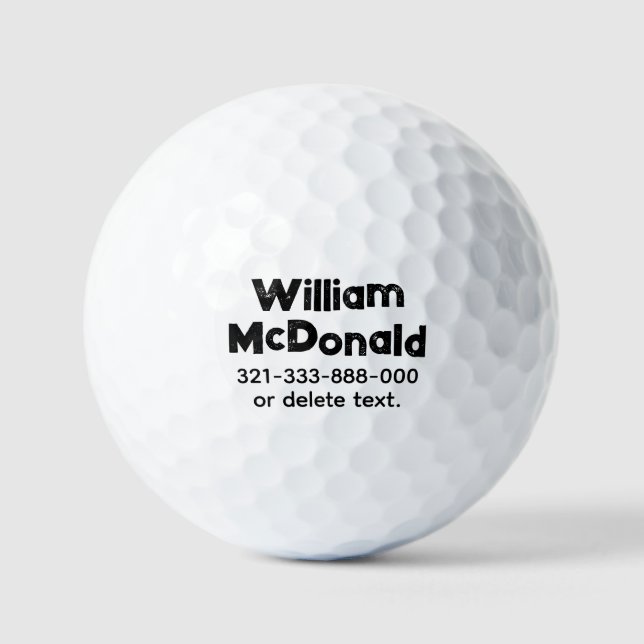 Personalized Name Golf Balls Template DISTRESSED 3 Golfball (Vorderseite)