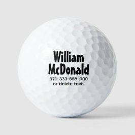 Personalized Name Golf Balls Template FUN RETRO 17 Golfball
