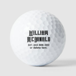 Personalized Name Golf Balls Template GOTHIC 6 Golfball