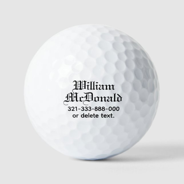 Personalized Name Golf Balls Template GOTHIC 9 Golfball (Vorderseite)