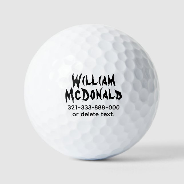 Personalized Name Golf Balls Template HORROR 3 Golfball (Vorderseite)