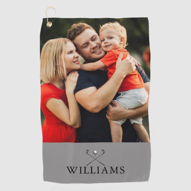 Personalized Name Golf Clubs Photo Golfhandtuch (Vorderseite)