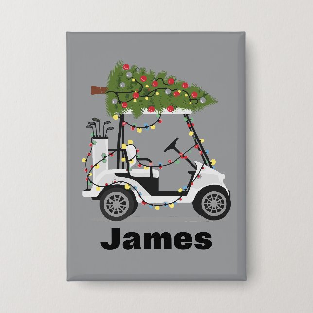 Personalized Name Golfer Christmas Golf Cart Xmas  Button (Vorderseite)