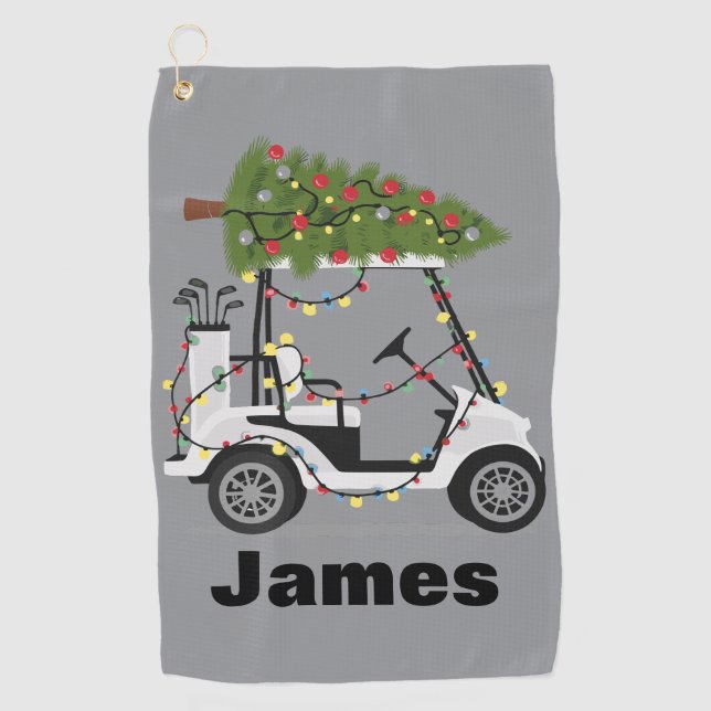 Personalized Name Golfer Christmas Golf Cart Xmas  Golfhandtuch (Vorderseite)