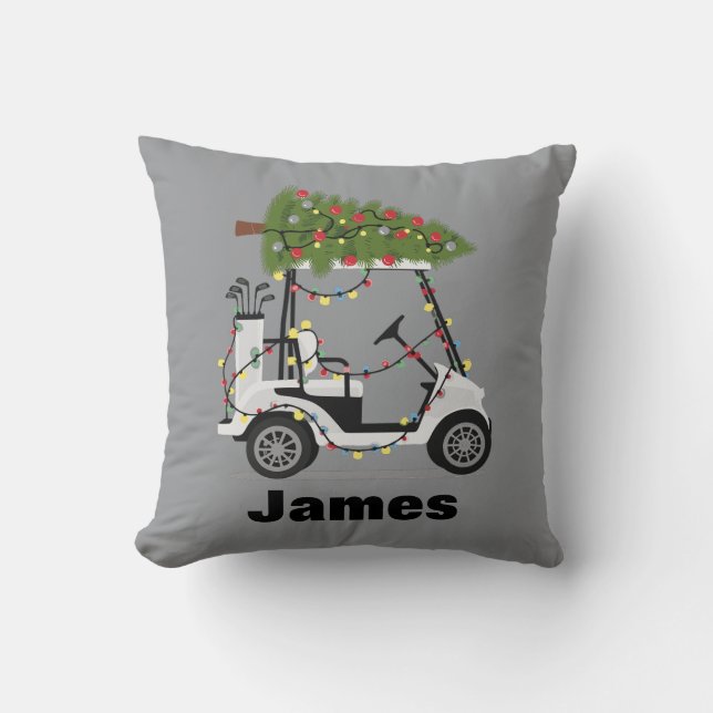 Personalized Name Golfer Christmas Golf Cart Xmas  Kissen (Vorderseite)