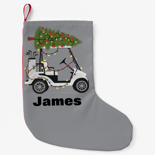 Personalized Name Golfer Christmas Golf Cart Xmas  Kleiner Weihnachtsstrumpf (Vorderseite)