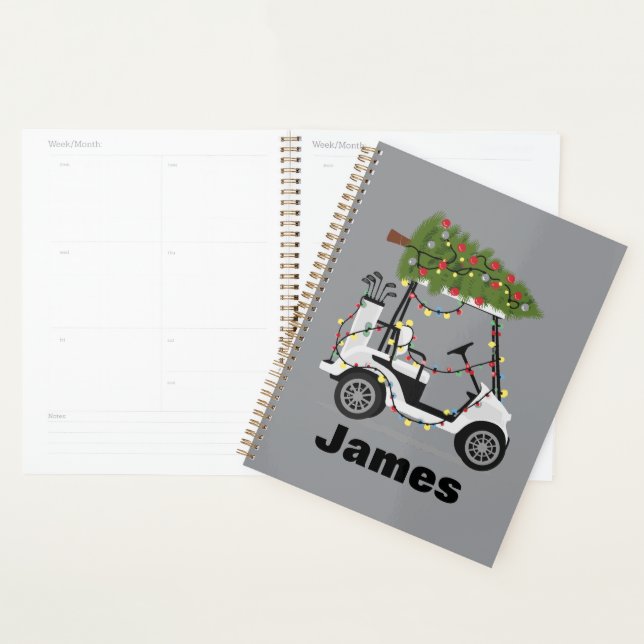 Personalized Name Golfer Christmas Golf Cart Xmas  Planer (Anzeige)