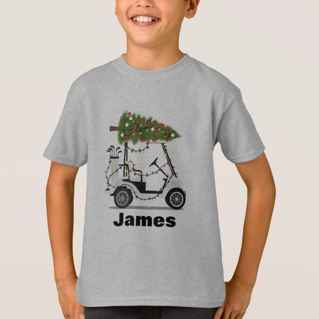 Personalized Name Golfer Christmas Golf Cart Xmas  T-Shirt (Vorderseite)