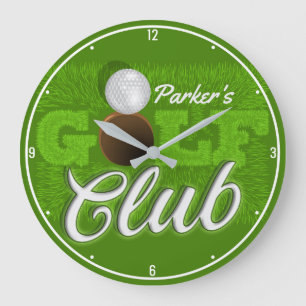 Personalized NAME Golfer Green Golf Course Club Große Wanduhr