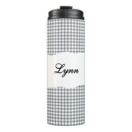 Personalized Name Gray Gingham Pattern Thermosbecher
