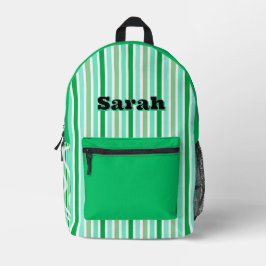 Personalized Name GREEN LINE STRIPES Bedruckter Rucksack