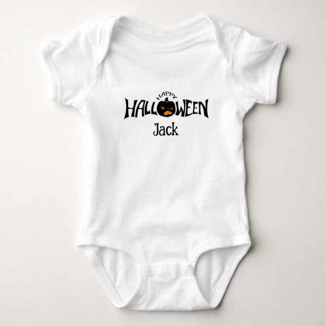 Personalized name happy Halloween  Baby Strampler (Vorderseite)
