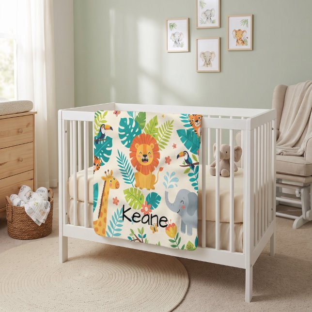 Personalized Name Jungle Fun Fleecedecke (Von Creator hochgeladen)