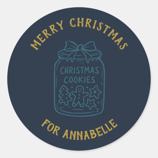 Personalized Name Merry Christmas Cookies Runder Aufkleber (Vorderseite)