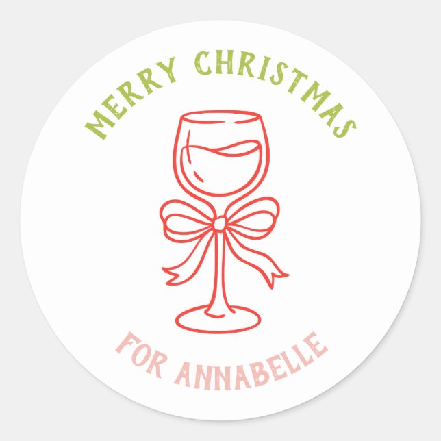 Personalized Name Merry Christmas Drink Runder Aufkleber (Vorderseite)