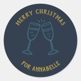 Personalized Name Merry Christmas Drinks Runder Aufkleber
