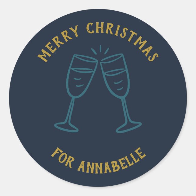 Personalized Name Merry Christmas Drinks Runder Aufkleber (Vorderseite)