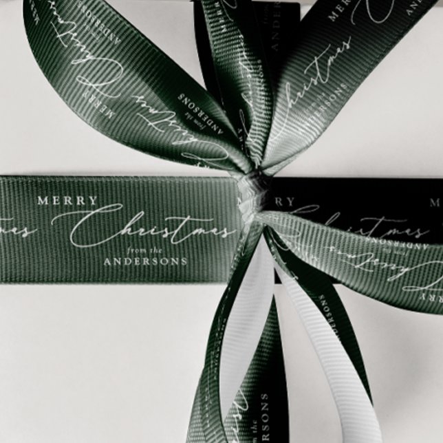 Personalized Name Merry Christmas Elegant Script Ripsband (Von Creator hochgeladen)