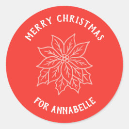 Personalized Name Merry Christmas Flower Runder Aufkleber