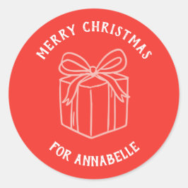 Personalized Name Merry Christmas Gift Runder Aufkleber