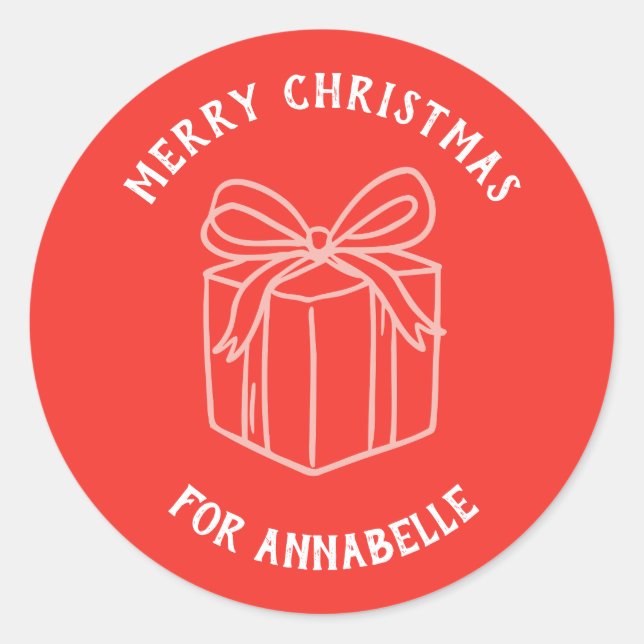 Personalized Name Merry Christmas Gift Runder Aufkleber (Vorderseite)