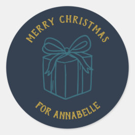 Personalized Name Merry Christmas Gift Runder Aufkleber