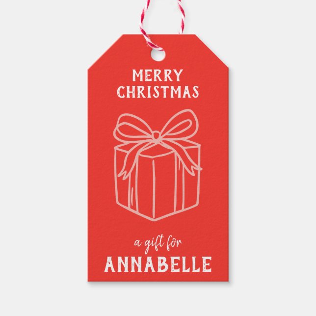 Personalized Name Merry Christmas Present Geschenkanhänger (Vorderseite)