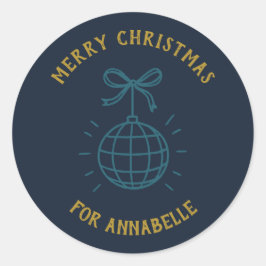 Personalized Name Merry Christmas Runder Aufkleber