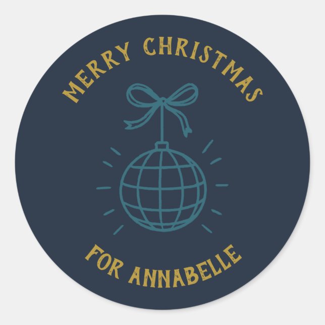 Personalized Name Merry Christmas Runder Aufkleber (Vorderseite)