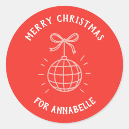 Personalized Name Merry Christmas Runder Aufkleber
