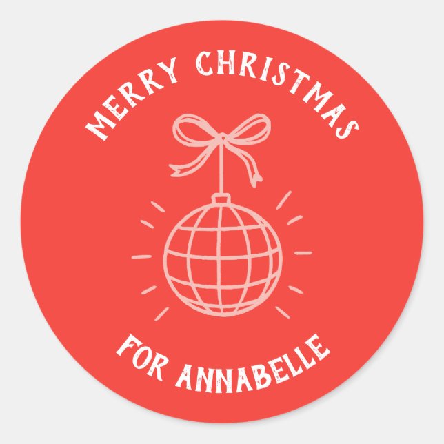 Personalized Name Merry Christmas Runder Aufkleber (Vorderseite)