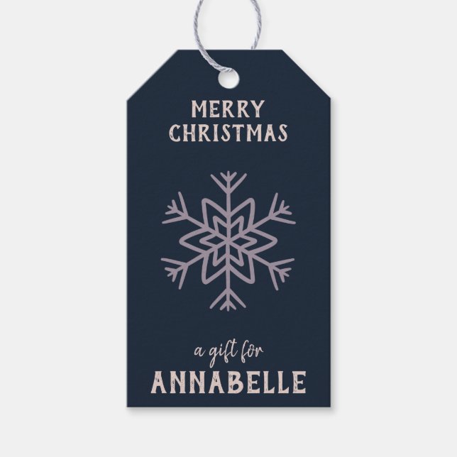 Personalized Name Merry Christmas Snowflake Geschenkanhänger (Vorderseite)
