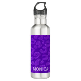 Personalized Name Modern Stylish Purple Glitter Edelstahlflasche
