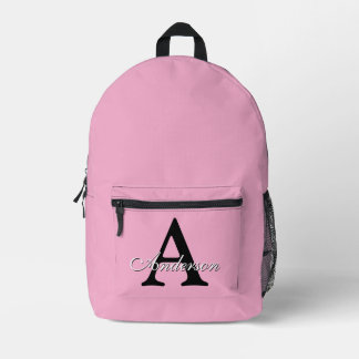 Personalized Name Monogram Pink Background Bedruckter Rucksack