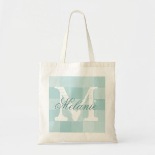 Personalized name monogram tote bag Teal Mosaic   Tragetasche