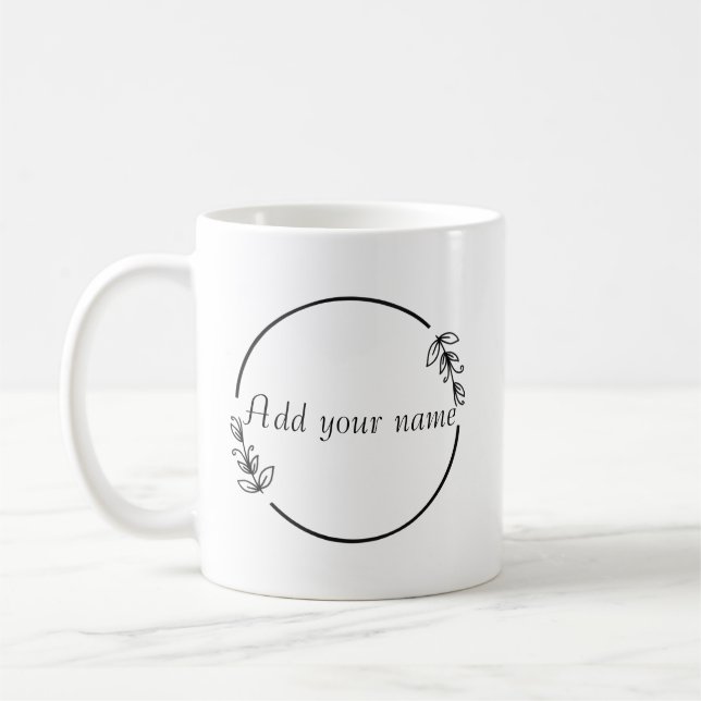 Personalized Name Mug – Minimal Floral Design Kaffeetasse (Links)