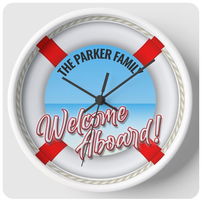Personalized NAME Nautical Sailing Lifeguard Buoy Große Wanduhr (Von Creator hochgeladen)