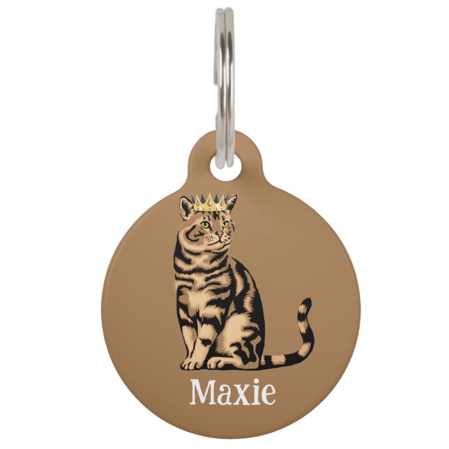 Personalized Name & No Phone Orange Tabby Cat Haustiermarke (Vorderseite)