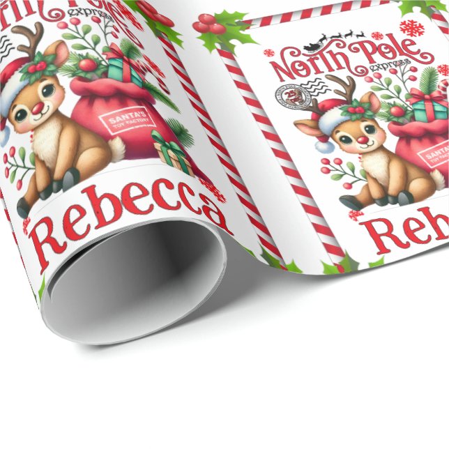 Personalized Name North Pole Delivery Christmas Geschenkpapier (Rolleneckpunkt)